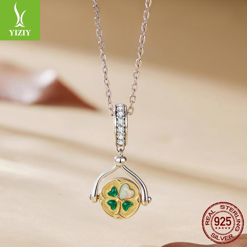 Clover Lucky Rotating Brand Pendant Small Fresh S925 Sterling Silver Plated K Gold Diy Beaded Accessories