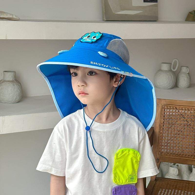 Children's Hat Summer Cartoon Sun Protection Sun Hat Face Protection UV Mesh Breathable Boy and Girl Shawl Hat