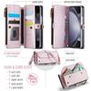 CaseMe Кожаный чехол-книжка для Samsung Galaxy Z Fold 7 5G 6 5 4 3 S26 Ultra S25 Edge S24 FE S23 S22 S21 S20 Plus Note 20 Кошелек на молнии Чехол-кардхолдер