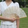 Бамбуковый ручной веер Элегантный прохладный веер Портативный кружевной складной веер Для свадебной вечеринки Домашний декор