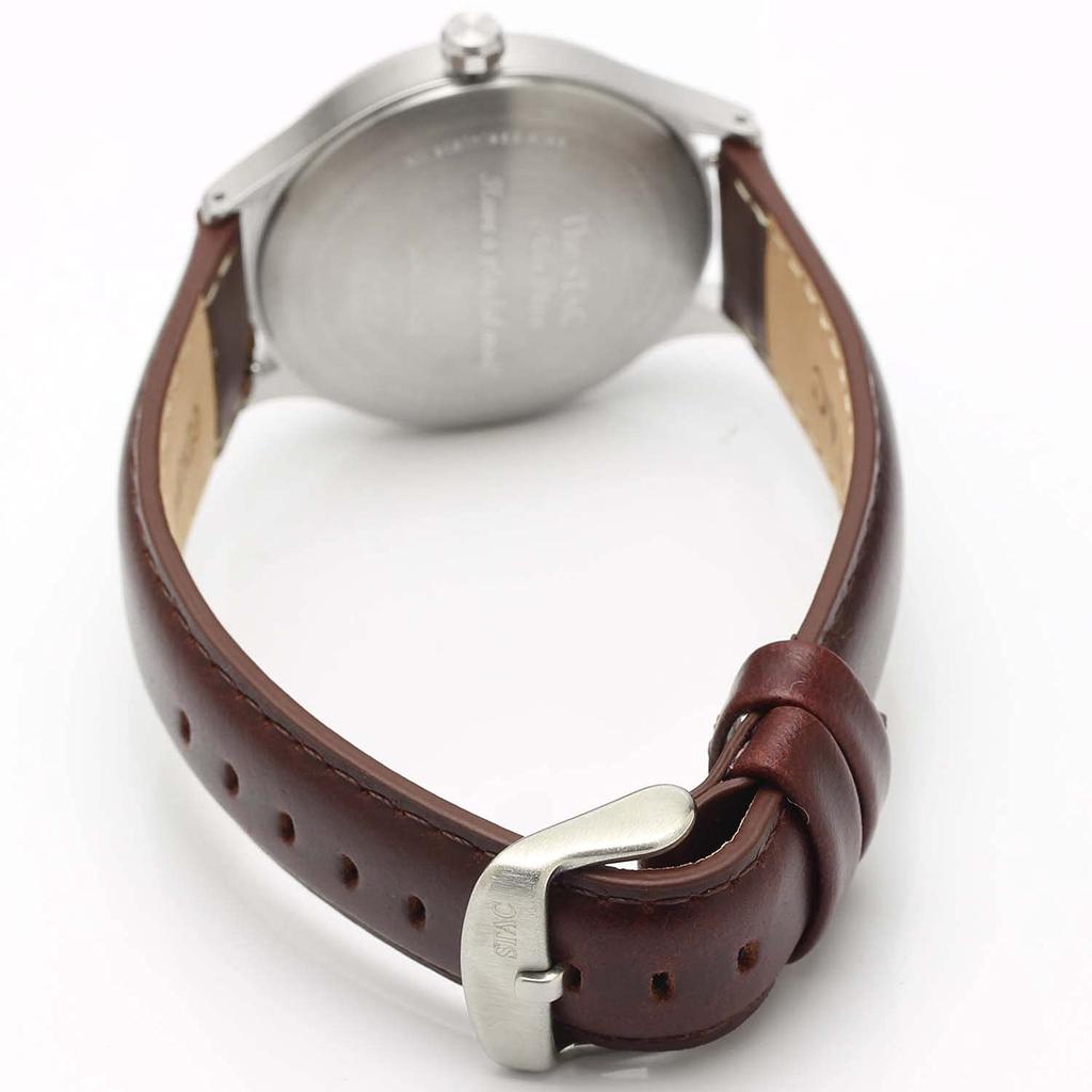 [The Stack] The STAC Made in Japan Domestic Watch 36mm Antique Retro Men's Women's Unisex Moon Phase Bar x White Brown ST-MF001