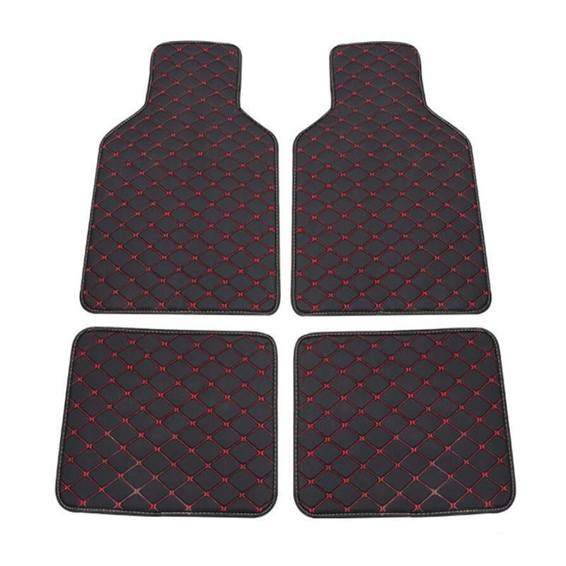 4pcs Universal Leather Car Floor Mat Car-Styling Interior Accessories Mat Floor Carpet Floor Liner Waterproof Foot Pad