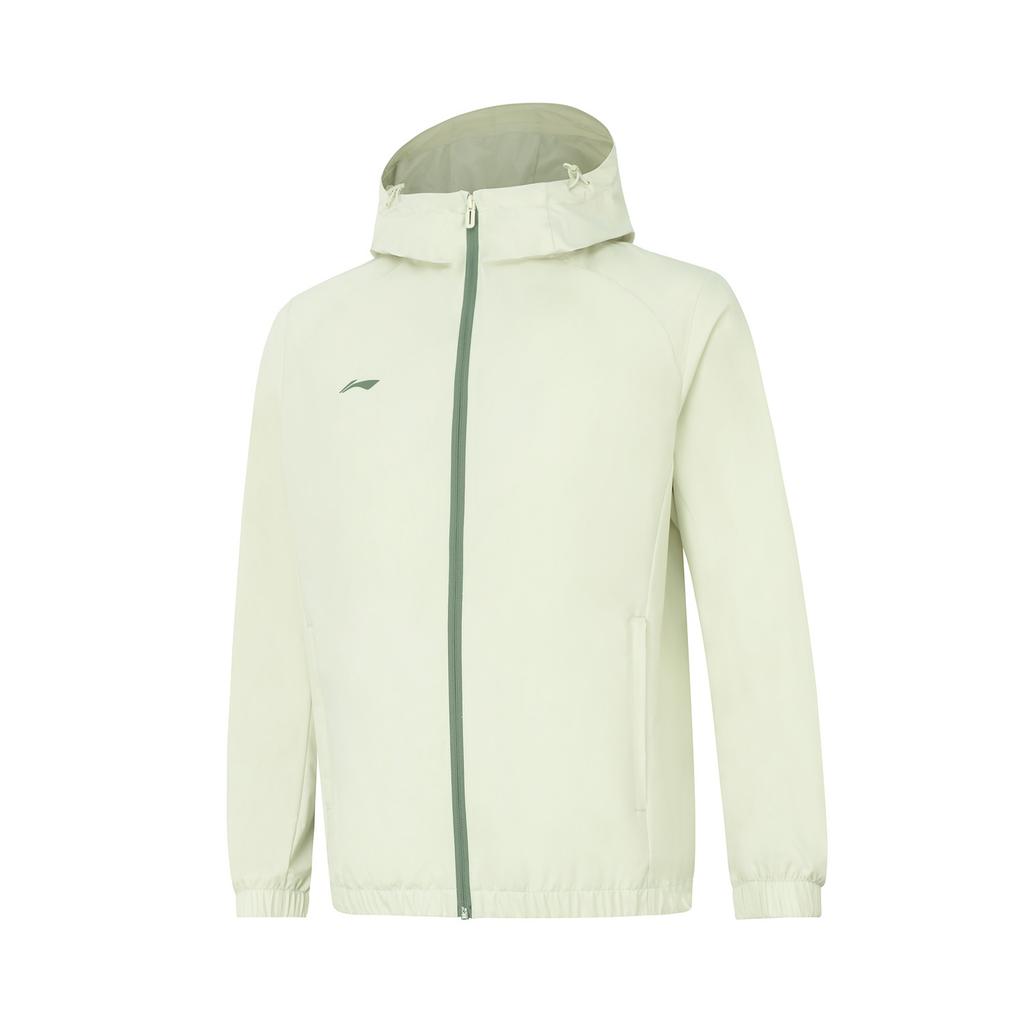 Li Ning Sports Lifestyle Series однотонная повседневная ветровка на молнии с капюшоном для мужчин, верхняя одежда светло-чайно-зеленого цвета AFDU627-1