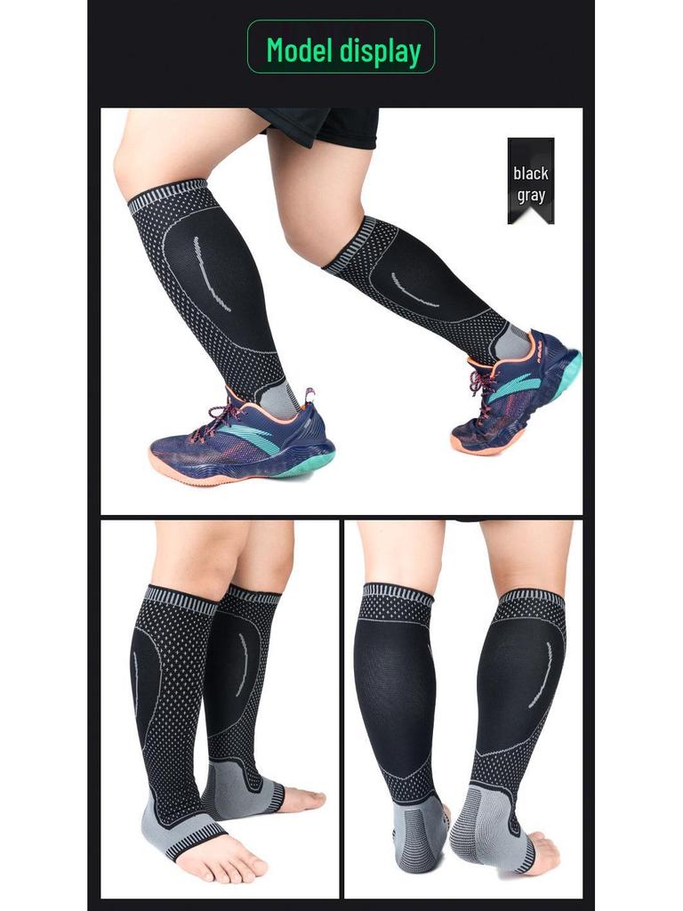 HT020 Breathable Compression Calf Sleeves: Extra Long Support for Basketball, Football, and Hiking