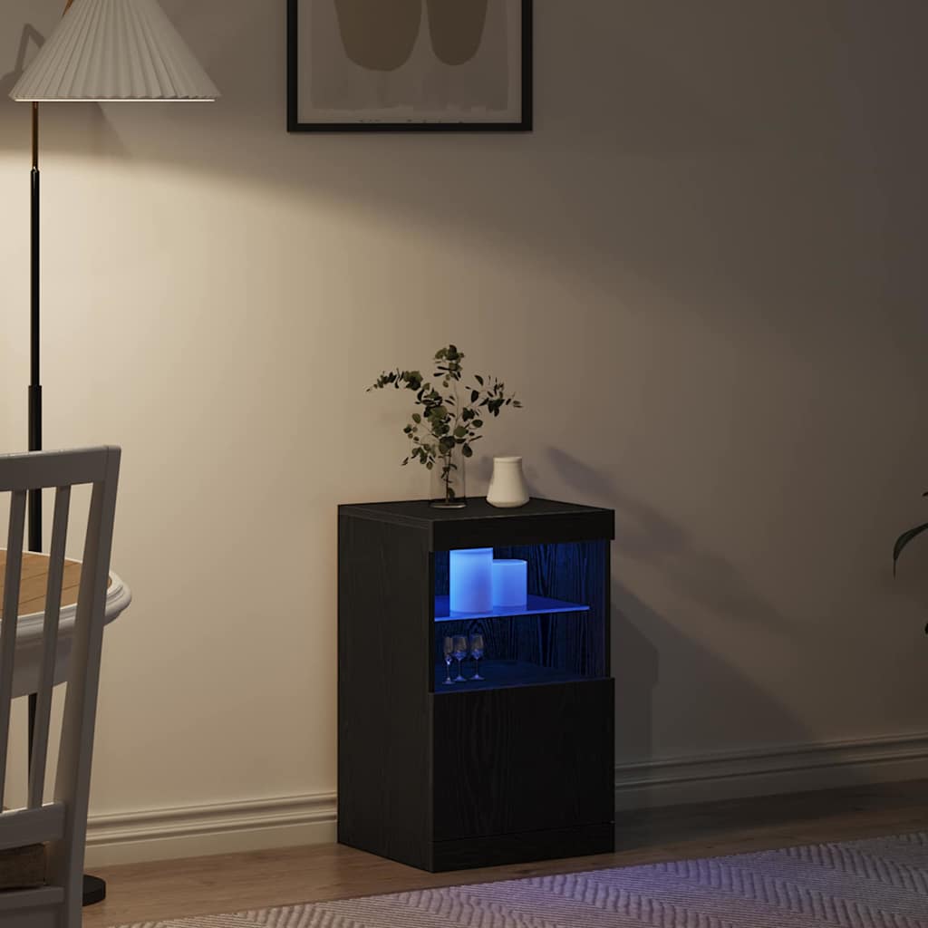 LED Sideboard in Black Oak Look 41 x 37 x 67 cm