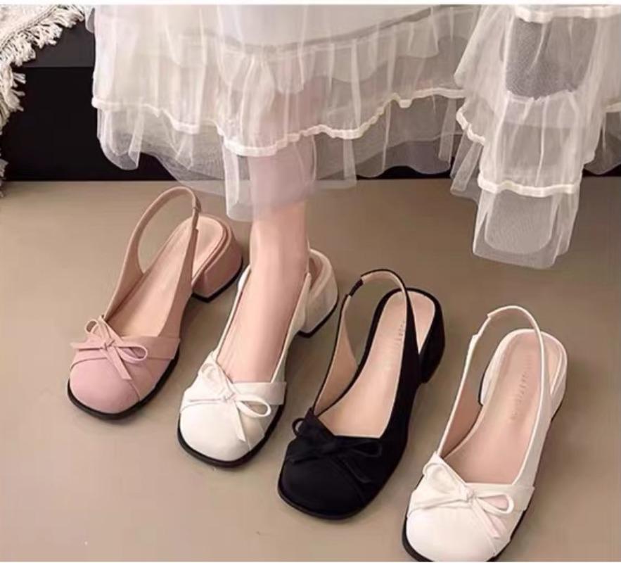 Fashion 2025 New Fashion Bow Design Baotou Women's Sandals Open Toe Low Heels Sandals Summer Ankle Strap Party Shoes Women