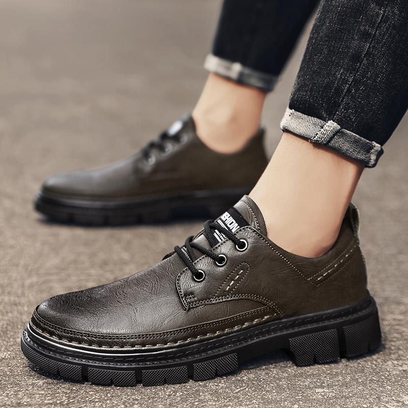 Мужская рабочая обувь в британском стиле, универсальная, из высококачественной кожи, повседневная, противоскользящая, износостойкая, мужская деловая обувь