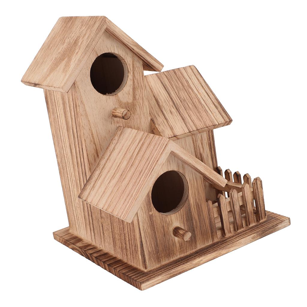 Деревянный домик для птиц с крышами, загородный домик для гнездования маленьких птиц, кормушка для дома, для внутреннего дворика на открытом воздухе