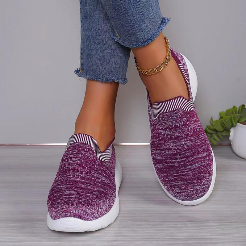 Casual Single Shoes Women's 2024 Spring New Large Size Round Head Fly-woven One-pedal Women's Shoes