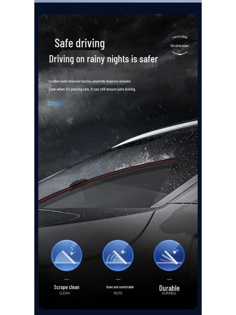 Бесшумные силиконовые щетки стеклоочистителя: Двойная 6-слойная резина без костных вставок для передних и задних колес.