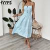 Women's Fashion Summer Spring Stripe Print Sleeveless Suspenders High Waist Casual Dresses
