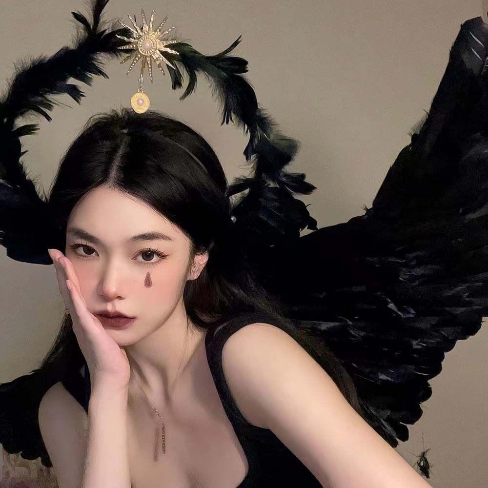 Повязка на голову "Звездное перо" Солнечная Лолита Заколки для волос Креативный обруч для волос "Крылья ангела" Вечеринка