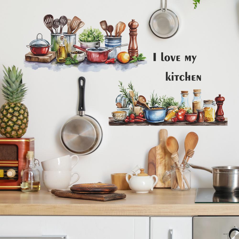 Расписная Креативная Кухонная Посуда Кухонный Ресторан Домашний Фон Украшение и Декорация Наклейки на Стену