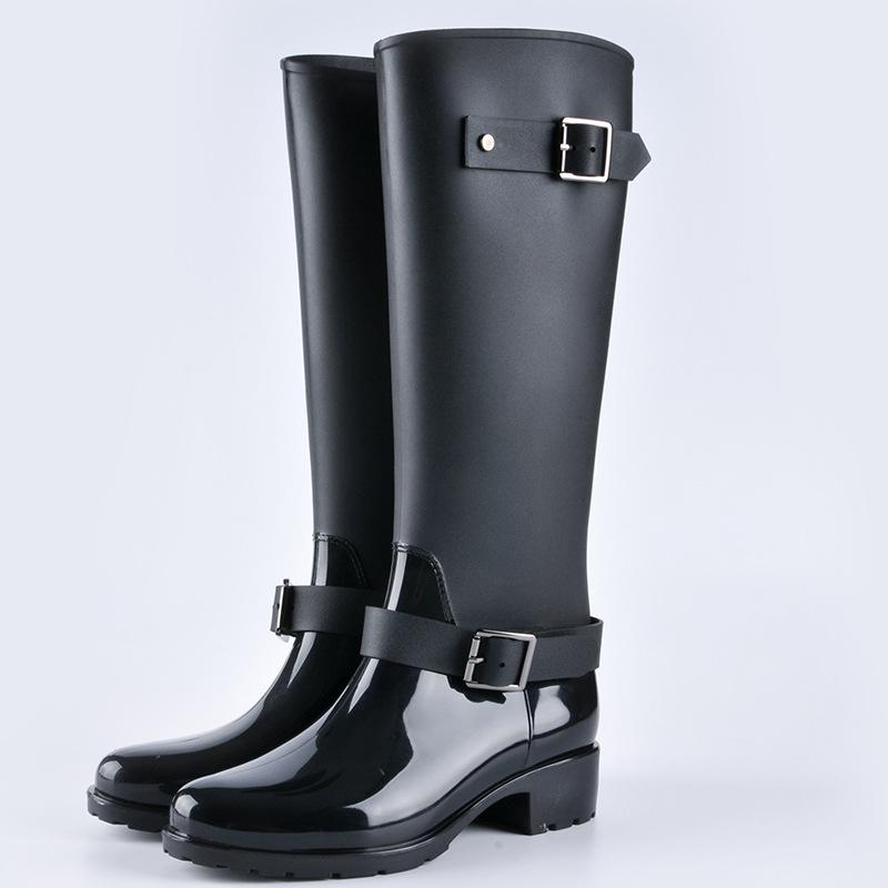 Fashion NEW PVC Ladies Waterproof Rain Boots Women Rubber Breathable Fashion Knee High Anti-slip Rainboots Water Shoes Female