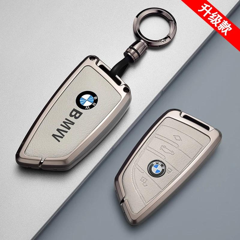 Leather Car Remote Key Case Cover Shell for BMW X1 X3 X5 X6 X7 1 3 5 6 7 Series G20 G30 G11 F15 F16 G01 G02 F48 Keyless Key Fob C222