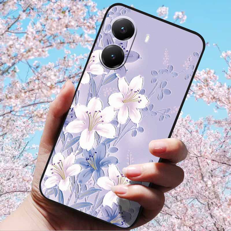 Для Xiaomi Poco X7 Pro 3D Рельефный Цветок Тиснение Мягкий Силиконовый Чехол Мультяшная Расписная Задняя Крышка для Poco X7 Pro с 3D Рельефным Чехлом