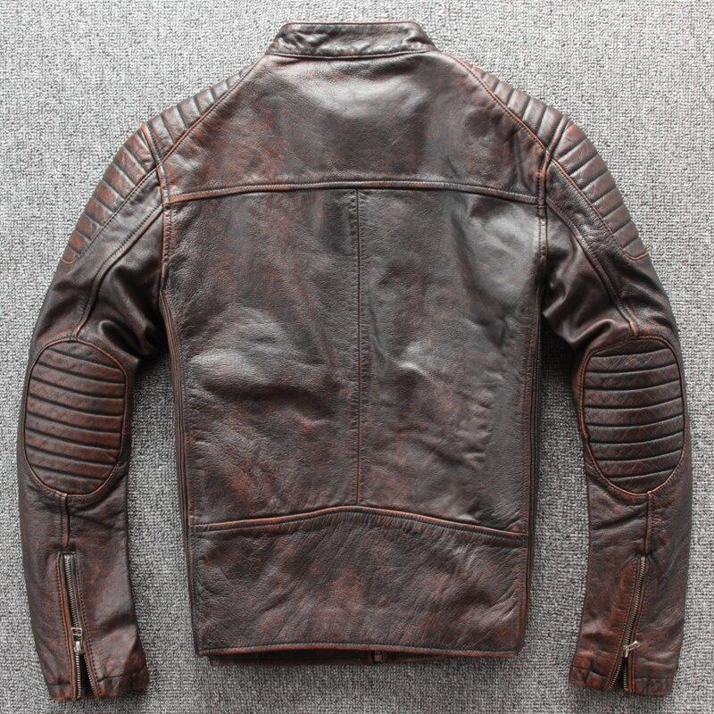 Bomikeronny Мотоциклетные куртки из 100% натуральной телячьей кожи Мужская кожаная куртка Толстая мотокуртка Зимняя куртка с рукавами 62-68 см Байкерское пальто