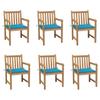Day and Night - Day and Night Garden Chairs 6 Pcs Solid Teak Wood Cushions Blue