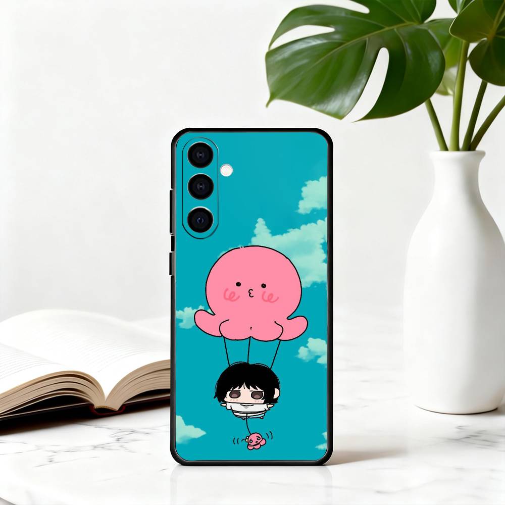 Cute Takopis O-Original S-Sin-tos Phone Case Black Silicone Soft For Samsung Galaxy A73,A72,A71,A70,A53,A52,A51