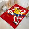 Brazilian Soccer Star Illustration On Red Background, Non-slip Rug Suitable for Living Room and Bedroom Sofas.