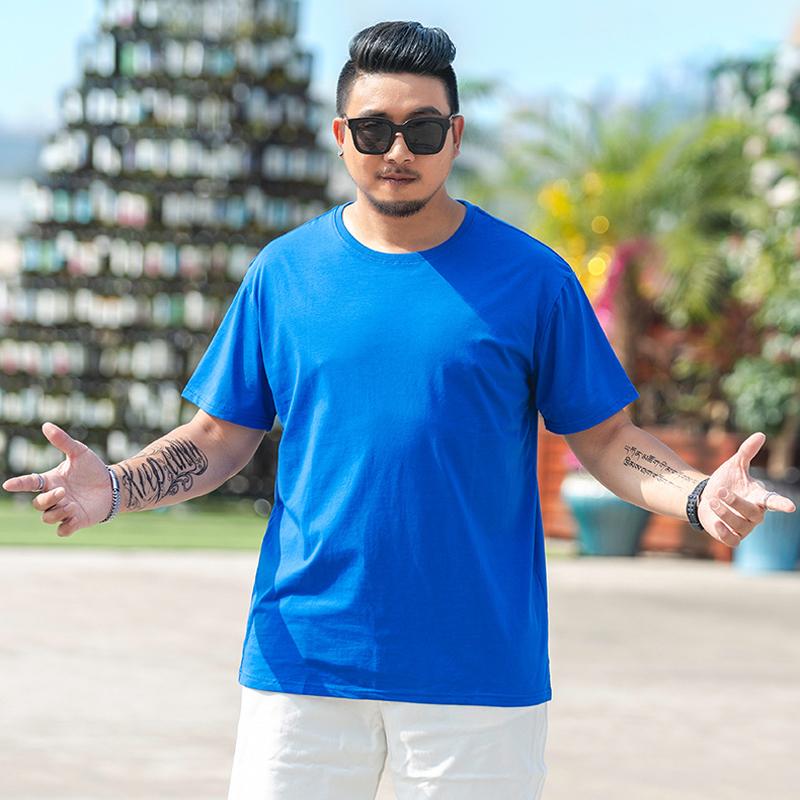Мужская свободная футболка большого размера M-7XL 8XL Мужская однотонная футболка с круглым вырезом и короткими рукавами