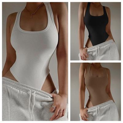 Трикотажный боди без рукавов, горячее летнее сексуальное облегающее платье с открытыми плечами, топы с бретельками через шею, повседневный уличный лиф для женщин, клубная одежда