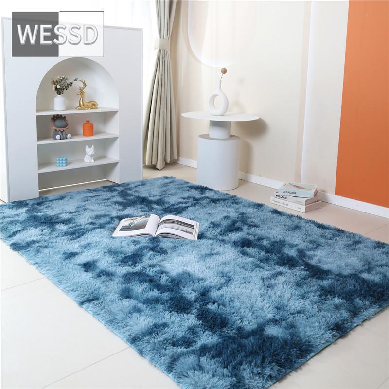 Радужный пушистый ковер для комнаты девочки, милый кавайный декор, красочный плюшевый ковер для гостиной, градиентный напольный коврик для спальни