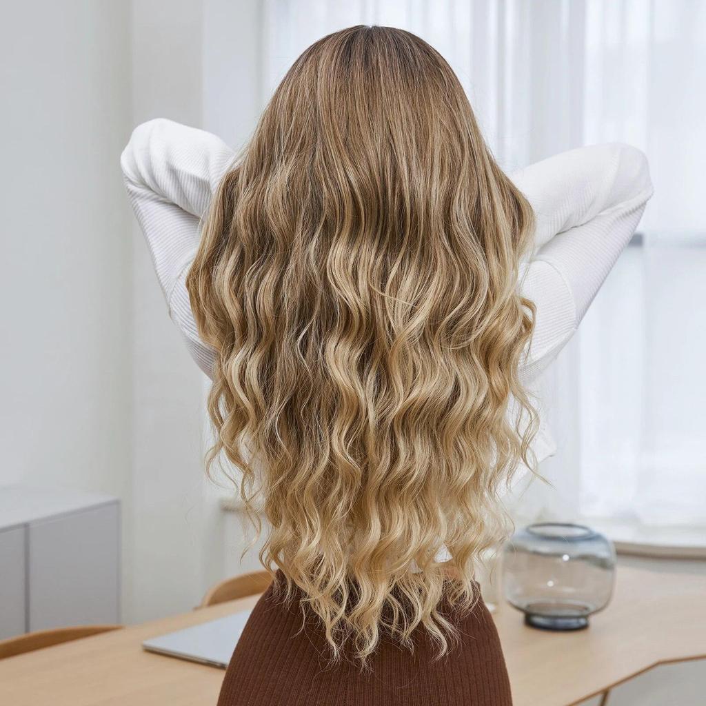 BLONDE UNICORN Длинные вьющиеся волосы, кружевные парики, коричневые, блонд, омбре, синтетические парики для чернокожих женщин, объемные волны, косплей, повседневные термостойкие кружевные волосы