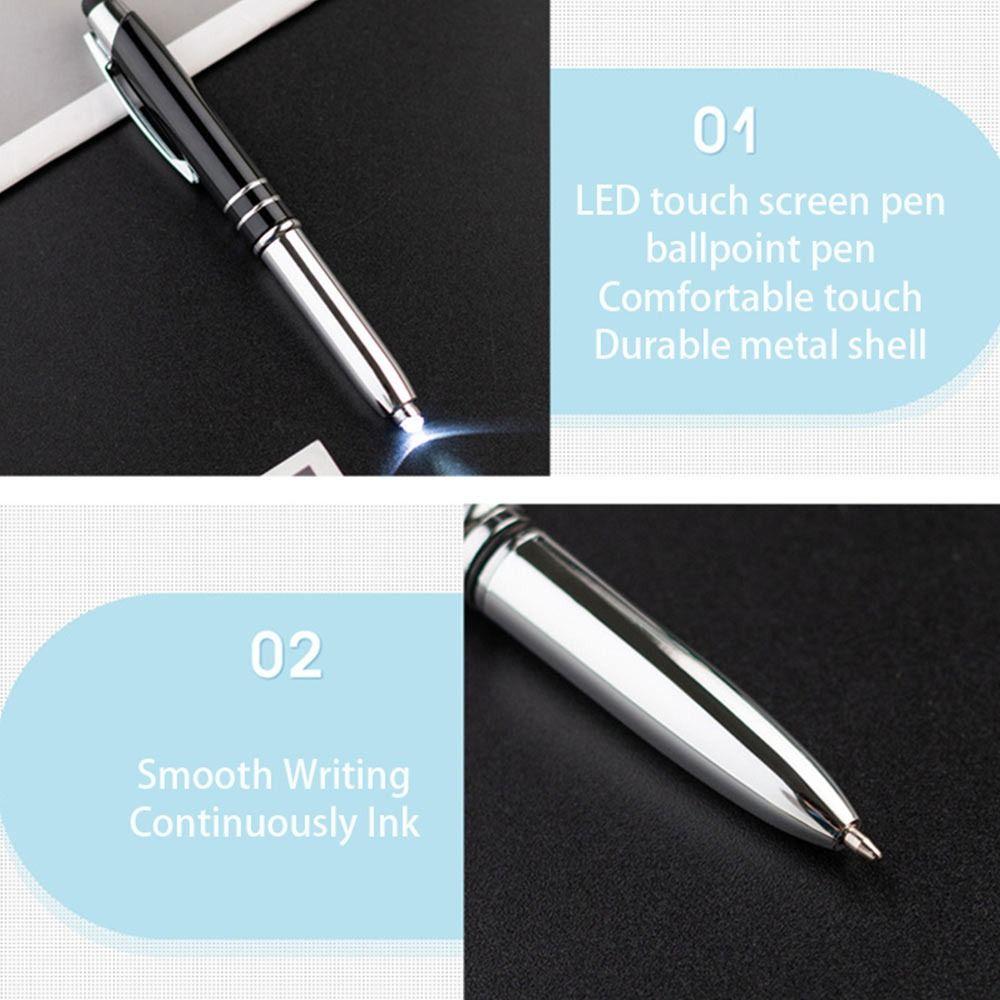 Ручка-инструмент 3-в-1 со светодиодной подсветкой, емкостная ручка, высококачественная ручка для письма, школьный офис