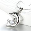 925 Silver Gold Plated Women's Single Zircon Clavicle Necklace for Wedding