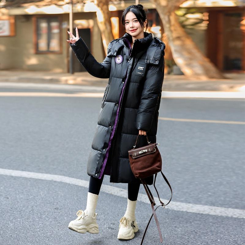 Long Over-knee Cotton-padded Clothes for Women's Winter New Loose Casual Thickened Hooded Temperament Warm Cotton Jacket
