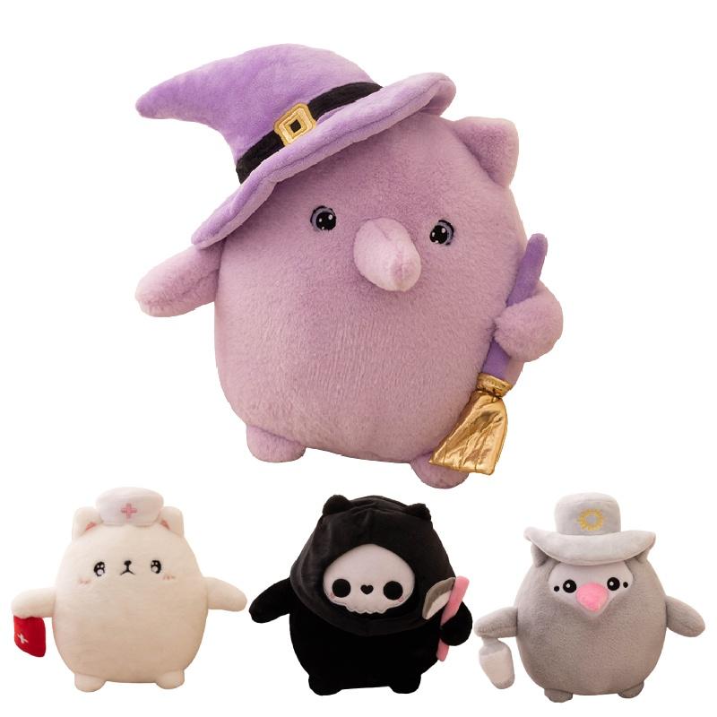 Dark Cat Series Plush Toys For Halloween Witch, Nurse, Death, And More