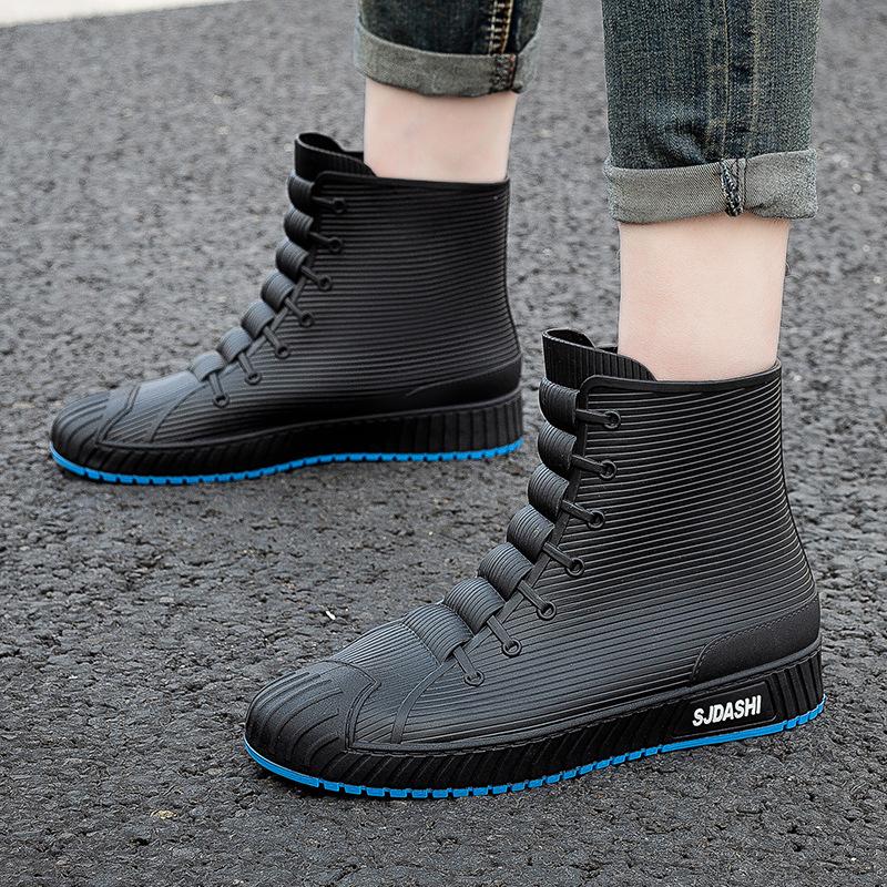 Up A Size Fashion Order Mens Rain Boots Rubber Gumboots Slip On Midcalf Waterproof Working Boots Comfort Red Nonslip Fishing Shoes For Men