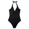 Women Sexy Monokini Halter Sleeveless One Piece Swimsuit Patchwork Color Backless Tummy Control High Waisted Bathing Suit