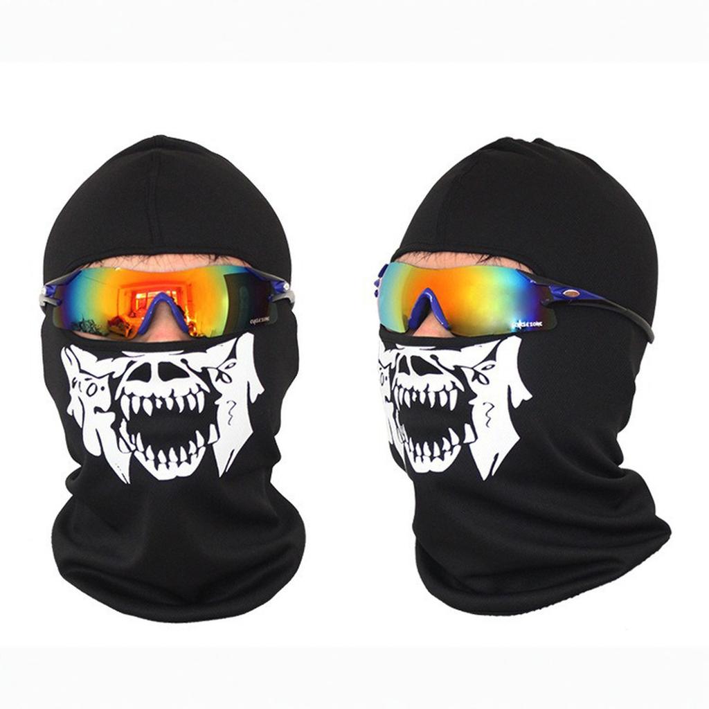 Black Balaclava Ghosts Full Face Mask for Cosplay Party Halloween Outdoor Motorcycle Bike Cycling Skateboard Hiking Skiing Snowmobile Snowboard