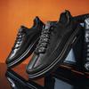 Spring Men's Shoe Brand New Breathable Trendy Black Versatile Leather Shoes Non Slip Platform Strap Casual Business Board Shoes