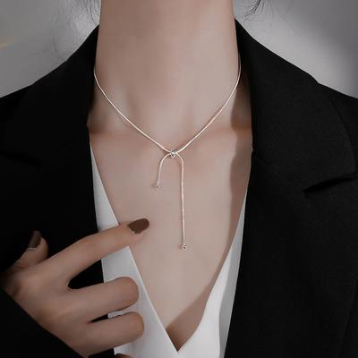 Серебряный цвет, цепочка в виде змеи, ожерелье, женская цепочка на ключицы, регулируемая короткая стильная модная простая вечеринка, украшение