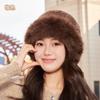 Windproof Faux Fur Bucket Hat Elegant Warm Fisherman Hat Personality Ear Protection Hat  Ladies