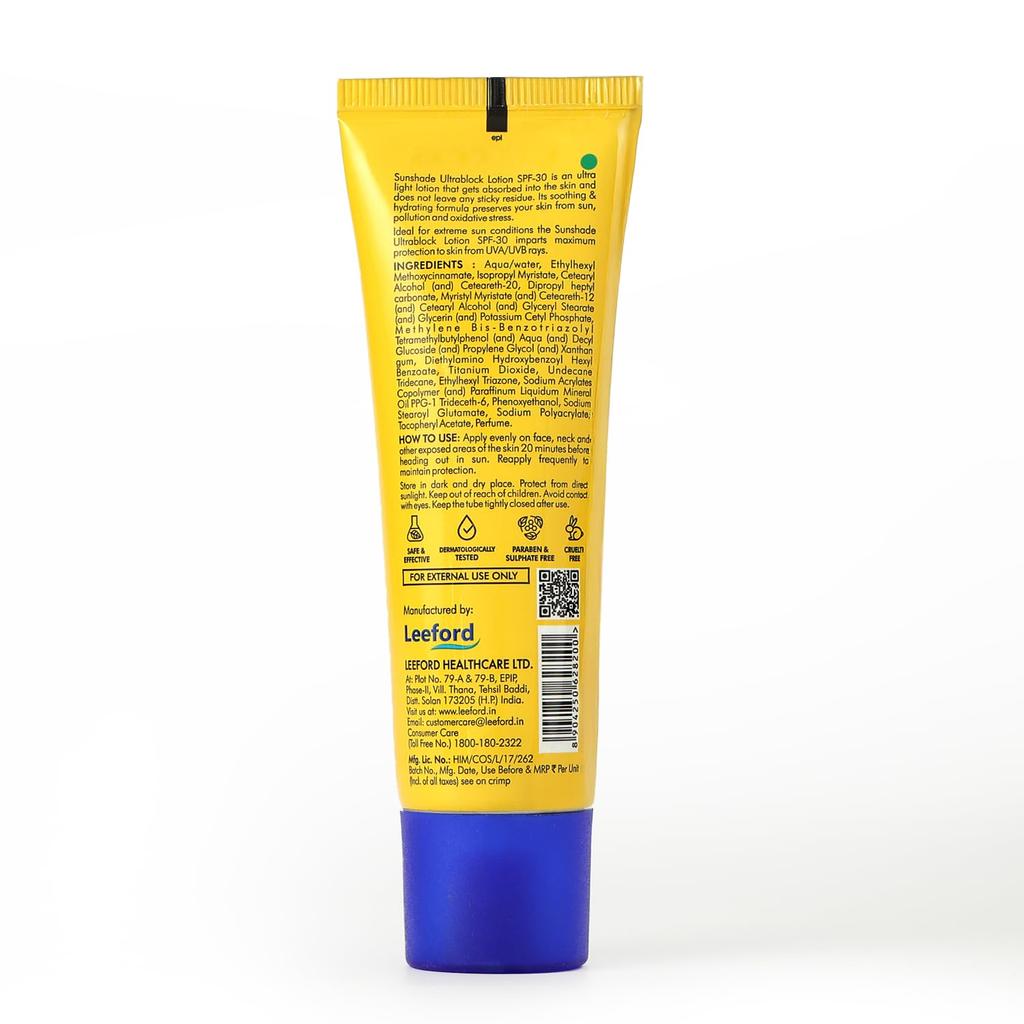 Солнцезащитный лосьон Sunshade Natural SPF 30-50 мл | PA+++ | Нежирный, Легкий и Нелипкий | Подходит для всех типов кожи | Солнцезащитный крем SPF 30 | Blue Li