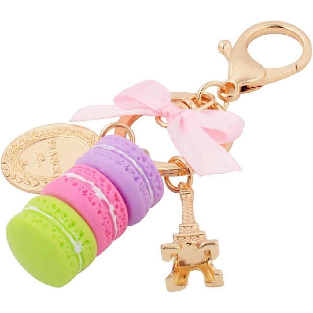 Macaron Cake Eiffel Tower Keychain Bowknot Car Keyring Bag Purse Pendant