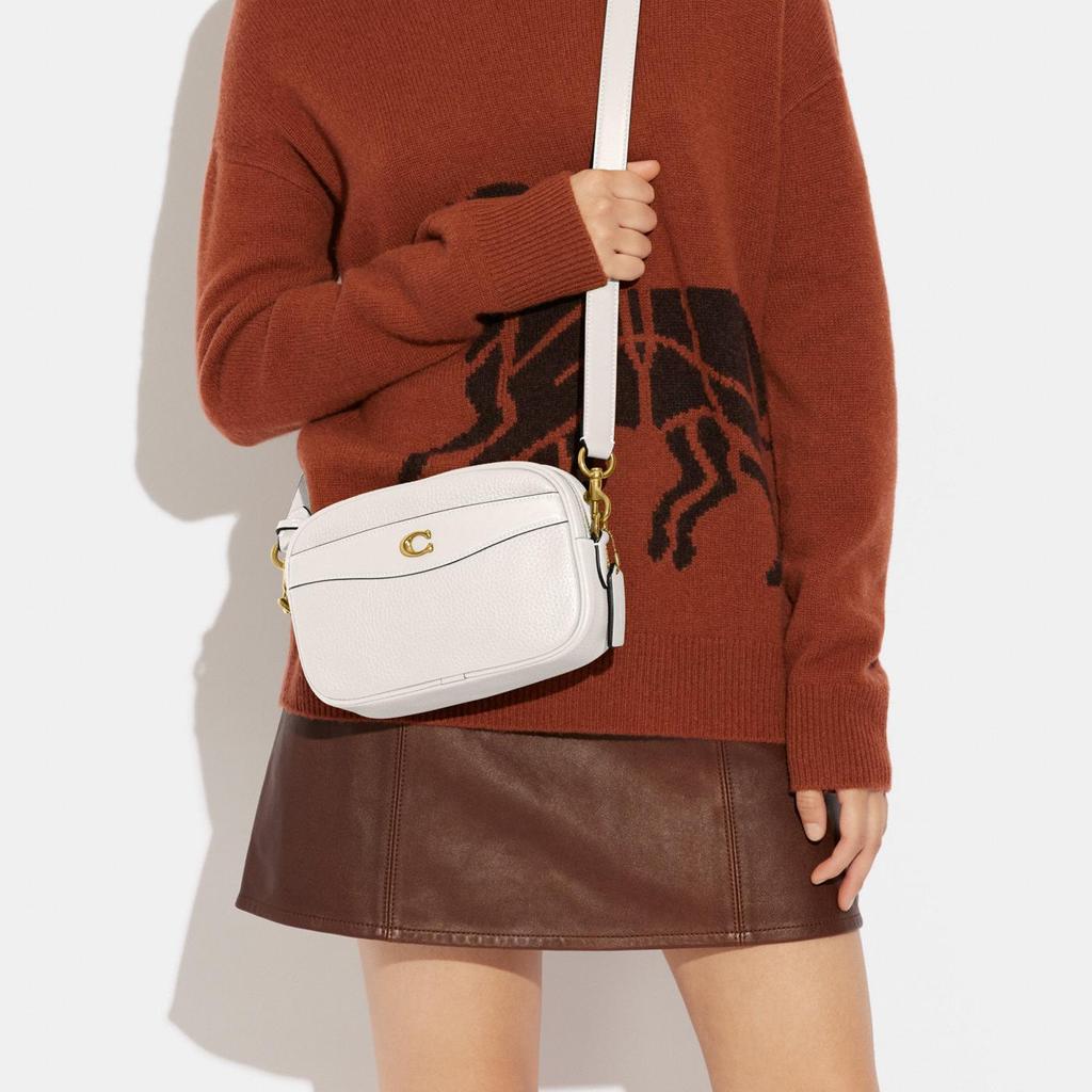 New COACH Jamie Extremely Soft Textured Leather Camera Bag Shoulder Bag Crossbody Bag Small Size Women's Chalk White CC386-B4HA