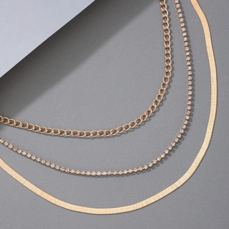 Geometric Multi Layer Ornament Simple Blade Chain Multi Layer Clavicle Necklace Neck Chain