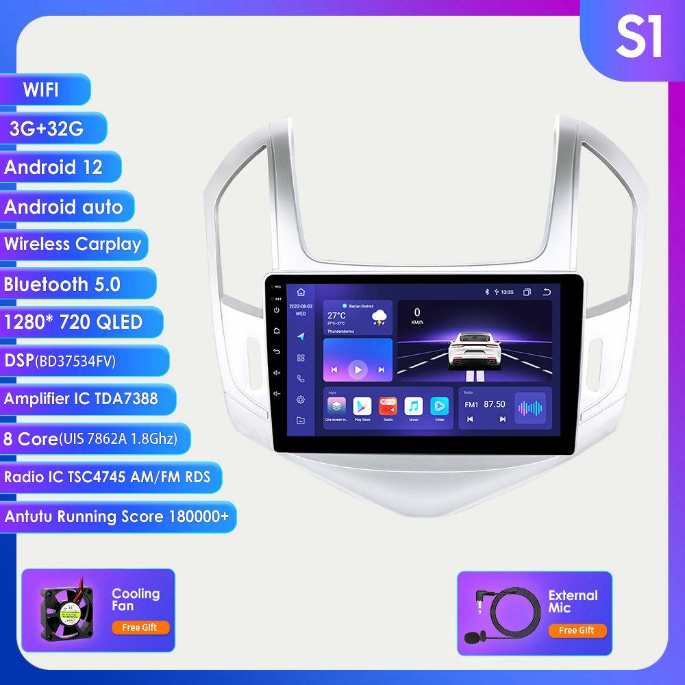 Hizpo 4G-LTE 9-дюймовый Android 12 Автомобильный радиоприемник для Chevrolet Cruze J300 J308 2012-2015 Мультимедийный плеер GPS 2Din Carplay Авто Стерео Bluetooth SWC Головное устройство