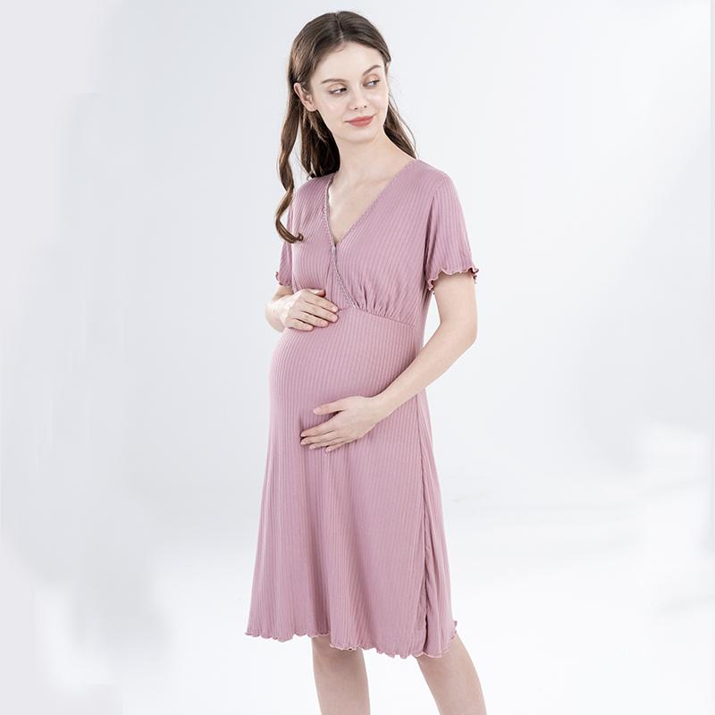 Maternity Nursing Dress Summer Postpartum Moms Breastfeeding Dress Clothes for Pregnant Women Autumn Pregnancy Feeding Dress