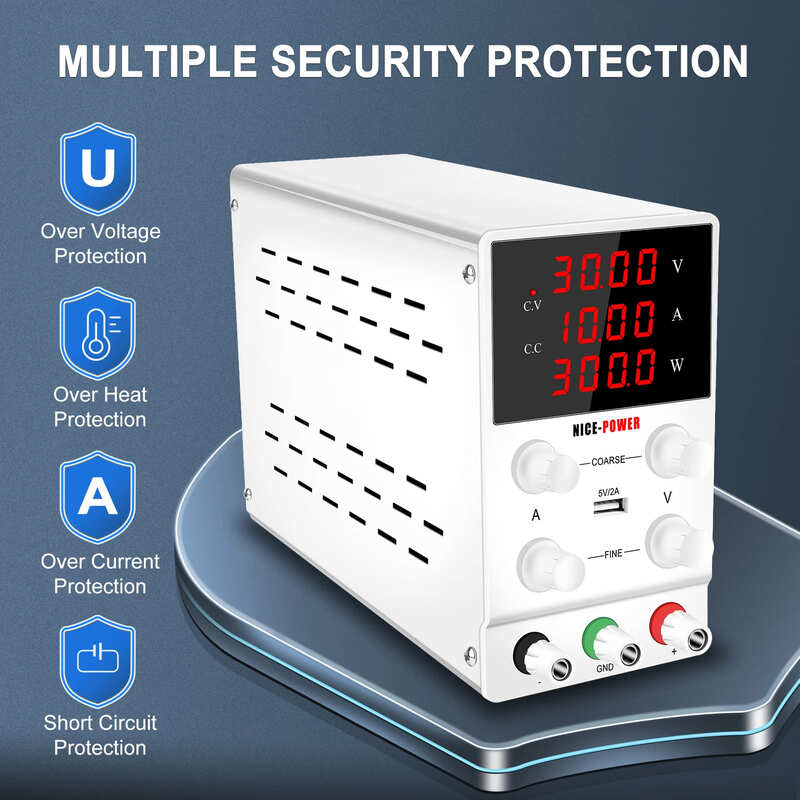 2025 Новый EU PLUG LCD Регулируемый лабораторный источник питания постоянного тока 30 В 10 А 5 А 60 В 120 В Импульсный регулируемый источник питания Лабораторный стабилизатор напряжения