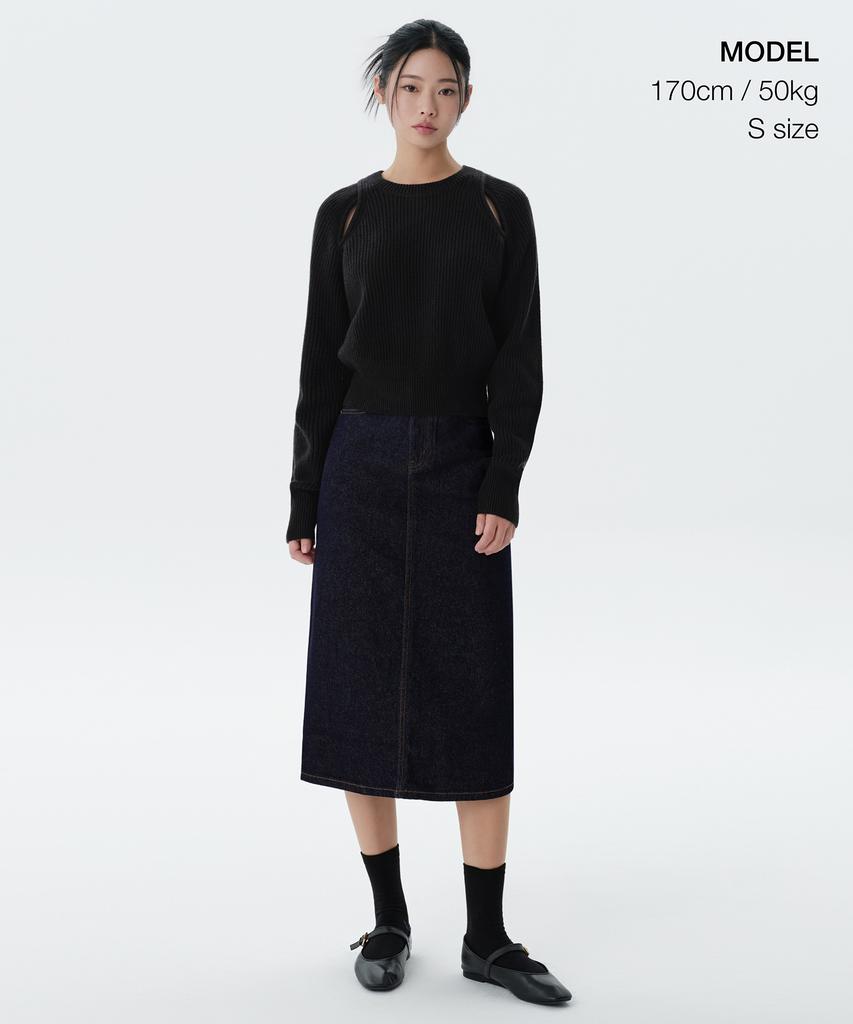 Musinsa Standard Woman Women'S Denim Midi Skirt [Deep Indigo]