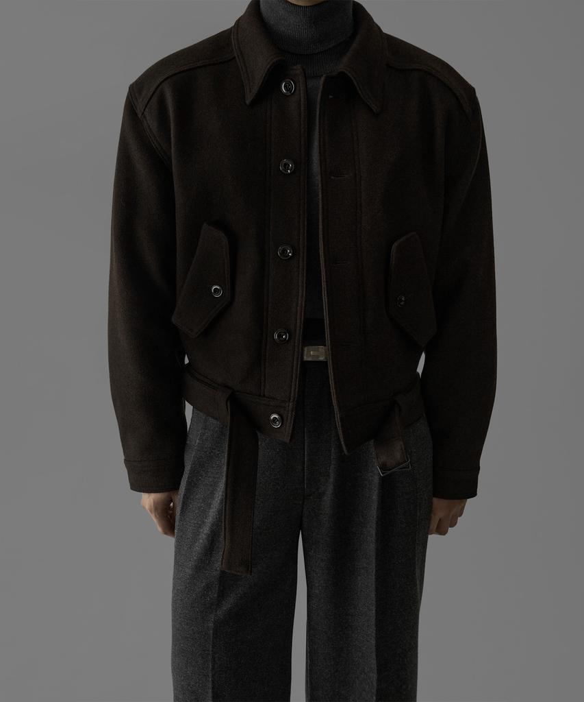Bowlow Product Belted Wool Crop Jacket [Brown]