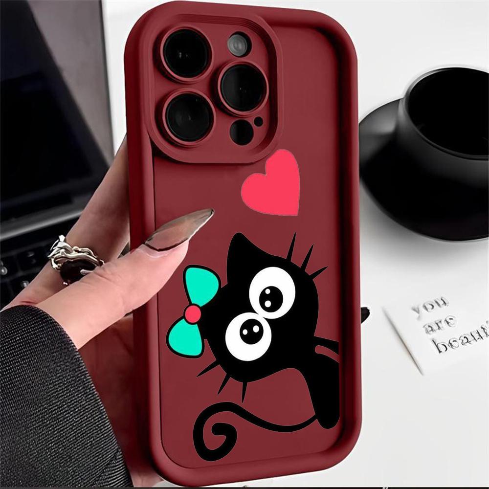 LZ11 cat милый художественный дизайн силиконовый чехол для телефона iPhone 11 13 14 15 16 Pro Max 7 8 16 Plus 12 mini XS Max XR противоударный задний чехол