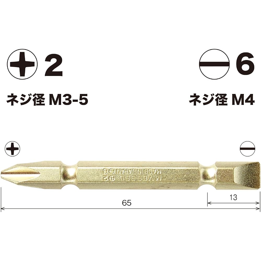 СУДНО (СУДНО) золотые двусторонние биты +2/-6 x 65 2 шт GM142665