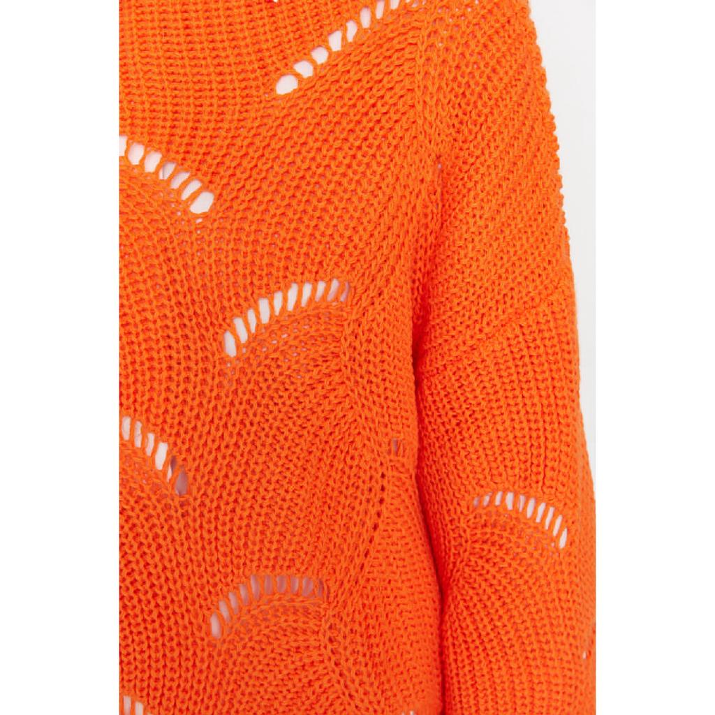 Оранжевый ажурный вязаный свитер Tctaw23ak00070